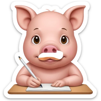A pig writing someone  sticker
