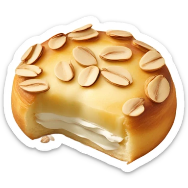 cromboloni with cream cheese on top and almond slice sticker