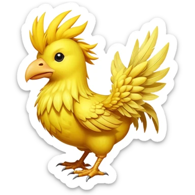 A classic yellow chocobo bird from Final Fantasy, large bird with small wings and long legs sticker