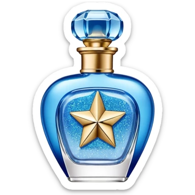 Victoria's Secret Rush perfume bottle, blue bottle with gold cap, sparkling sticker