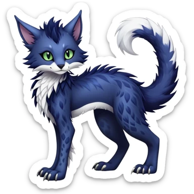 Kawaii dark edgy fantasy feline-vernid-sergal-fursona animal creature with a tufted tail full body with intricate markings  sticker