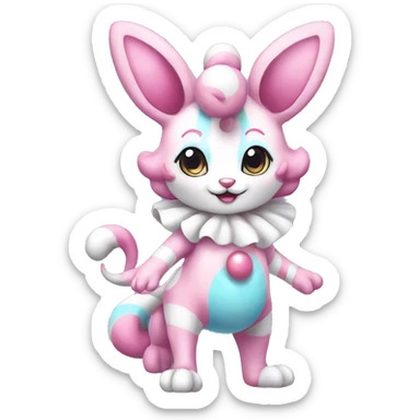 Kawaii Pastel Clown Sylveon Full Body sticker