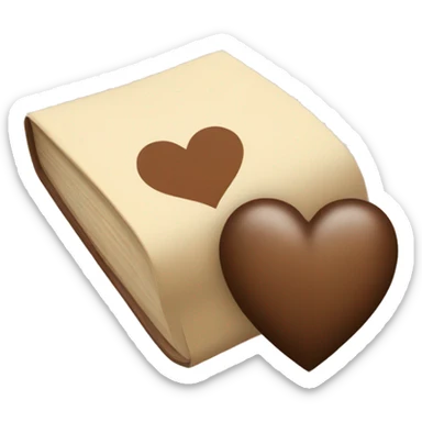 beige books and brown heart sticker