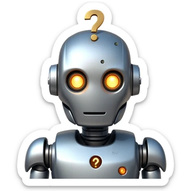 A robot cursing with a question earl above his head sticker