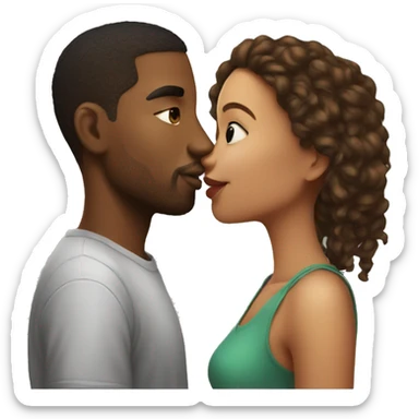 lightskinned boyfriend and girlfriend kissing sticker