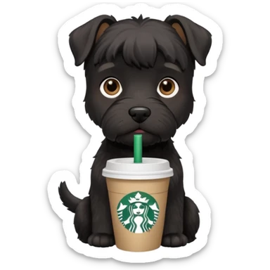 All Black schnauzer with a Starbucks cup sticker