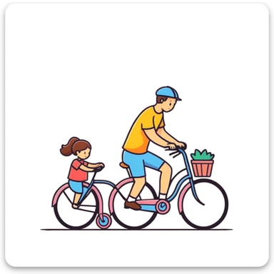 man and girl riding a bicycle together sticker