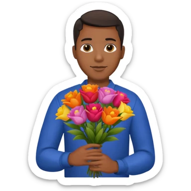 Black Male hand give a bogue of flowers sticker
