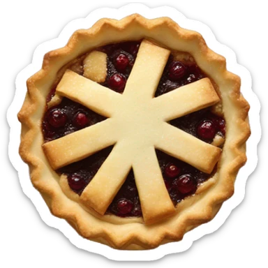 Mince pie with burgundy decoration sticker
