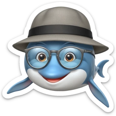 dolphin wearing glasses and a hat sticker