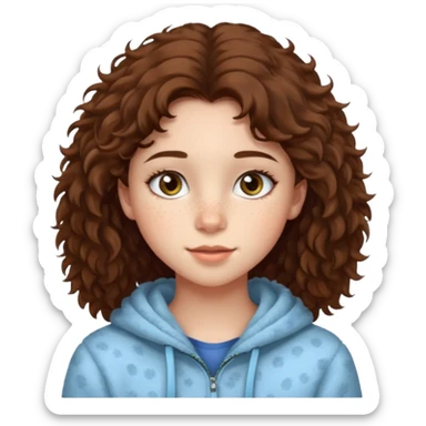 cute brunnete teen with fluffy hair light skin and freckles sticker
