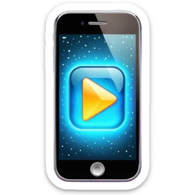 smartphone with a play button and sparkles sticker