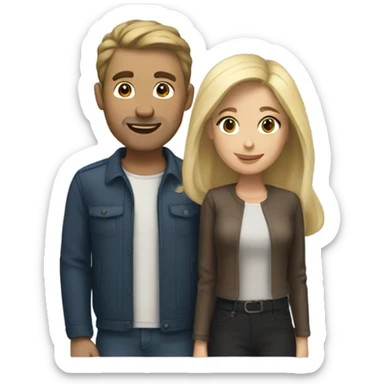 Brunette woman with blonde man sticker