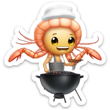 shrimp who is a gamer grilling and has anime hair sticker