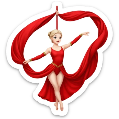 Emoji de una mujer bailarina de danza aerea en telas sticker