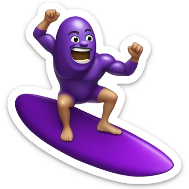 Man surfing on a full eggplant sticker