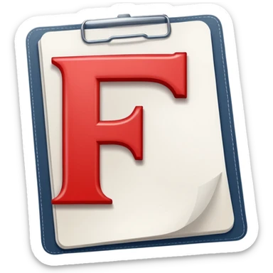 A report card from school is showing that the student is failing a class. It has the word "school" on the report card. The failing grade is indicated by large red letter F on it. The paper or document should not be crumbled up but rather neat and clean. sticker