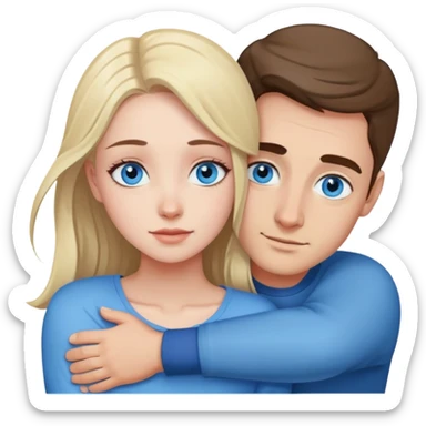 мужчина обнимает молодую девушку с голубыми глазами sticker