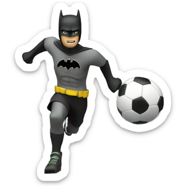 a guy playing soccer on a mountain with batman sticker