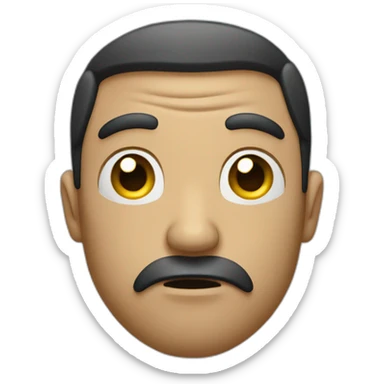 A man with a sad face and downcast eyes, frustration and a slight sigh of disappointment sticker