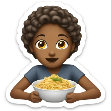 Brown girl eating noodles  sticker