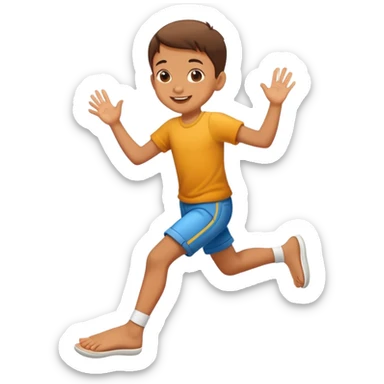 child hopping on one foot, cheerful and playful sticker