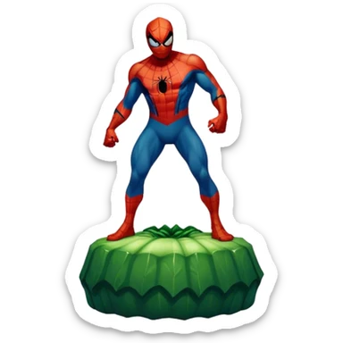 Spider-Man standing on top of the Hulk sticker
