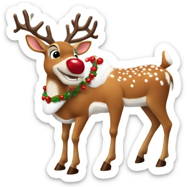 rudolph with marry christmas  sticker