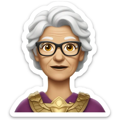 White 70 year old white Warrior Princess with glasses  sticker