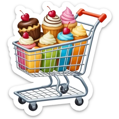 shopping cart with desserts sticker