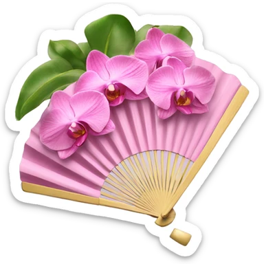 Pink venus hand fan with orchids sticker