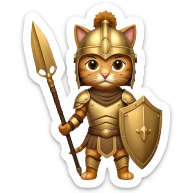 cat dressed as a trojan warrior sticker