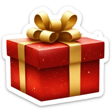 Red Christmas gift box with gold glitter sticker