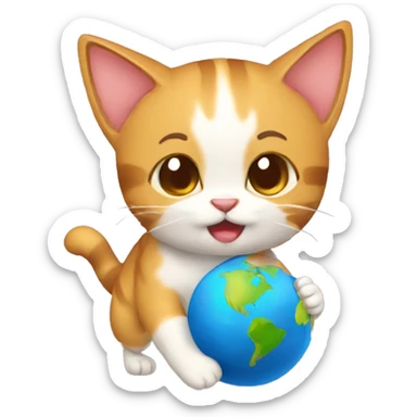 Gato jugando con un planeta sticker