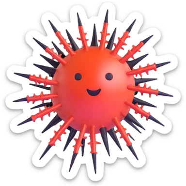 glossy virus with spikes similar to iOS emoji style sticker