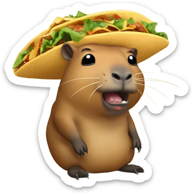 very very angry capybara eating a taco sticker