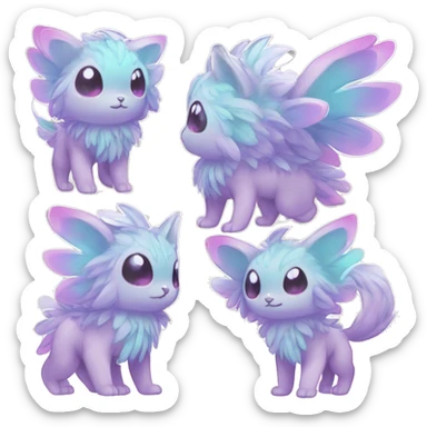 Shiny Shy Cool Colorful Pastel beautiful fantasy Kawaii Ethereal Sona Fakemon-animal Full Body sticker