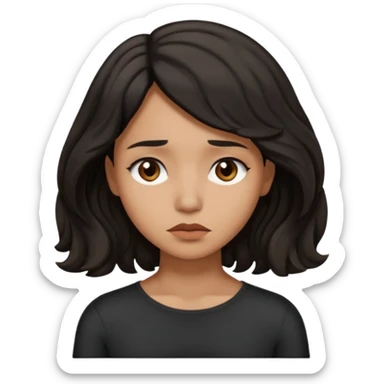 Sad face light brown skin color black women wavy hair shoulder length sticker