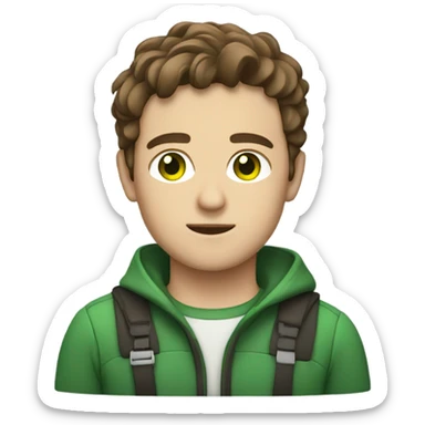 Young man with brown hair green eyes driving a boat sticker