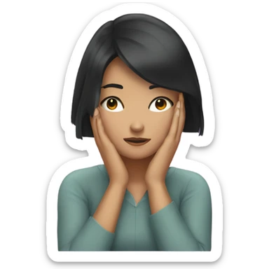 Girl with black hair doing face palm sticker