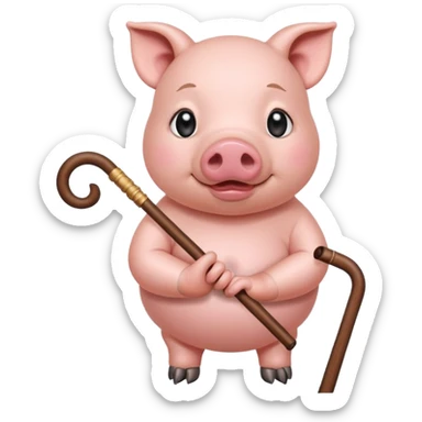 Female pig with cane sticker