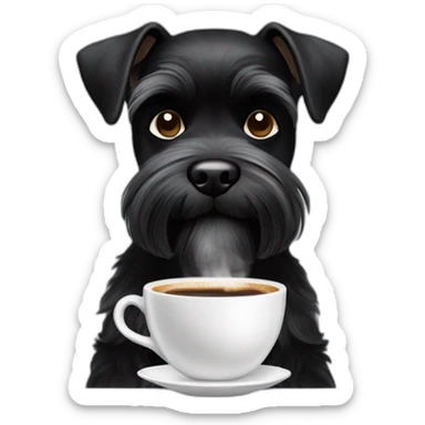 Black miniature schnauzer making an espresso sticker