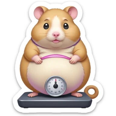 fat hamster pregnant belly stepping on a broken scale looking guilty sticker