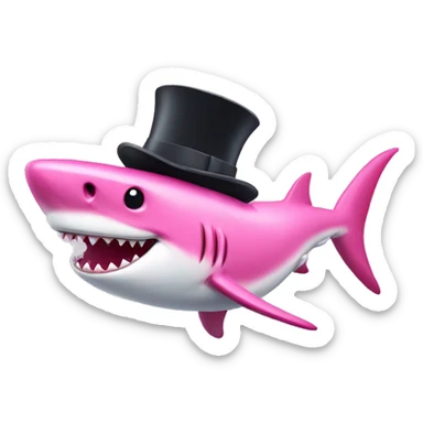 Pink Shark with a top hat  sticker