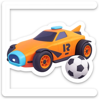 Add a soccer ball next to the Rocket League car. Keep the background transparent. sticker
