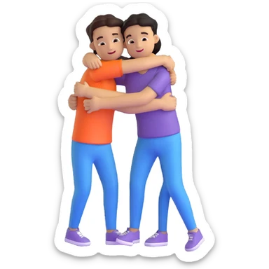two friends hugging sticker