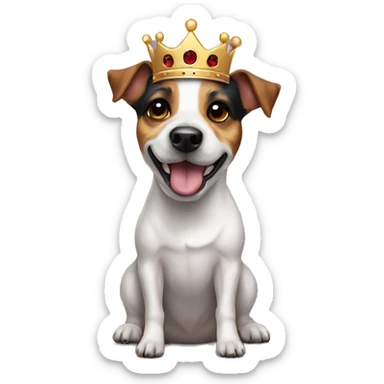 One eyed spot Jack Russell terrier with crown on  sticker