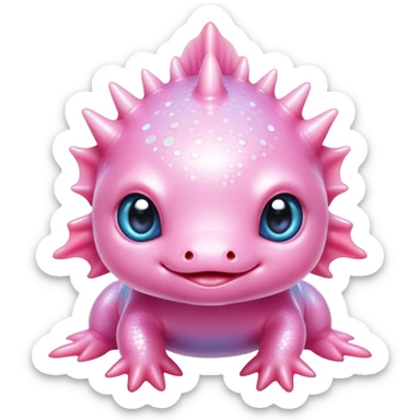 Sparkly glossy Pastel iridescent cute baby  axolotl sticker