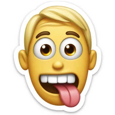 freaky emoji with tongue sticker