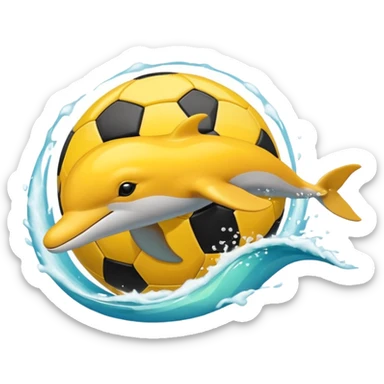 Yellow black dolphin cirkle wave soccerball sticker